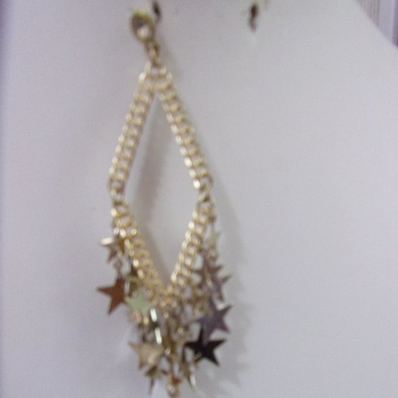 Gold Plated/Diamond shaped/Stars Earrings - Picture 2 of 3